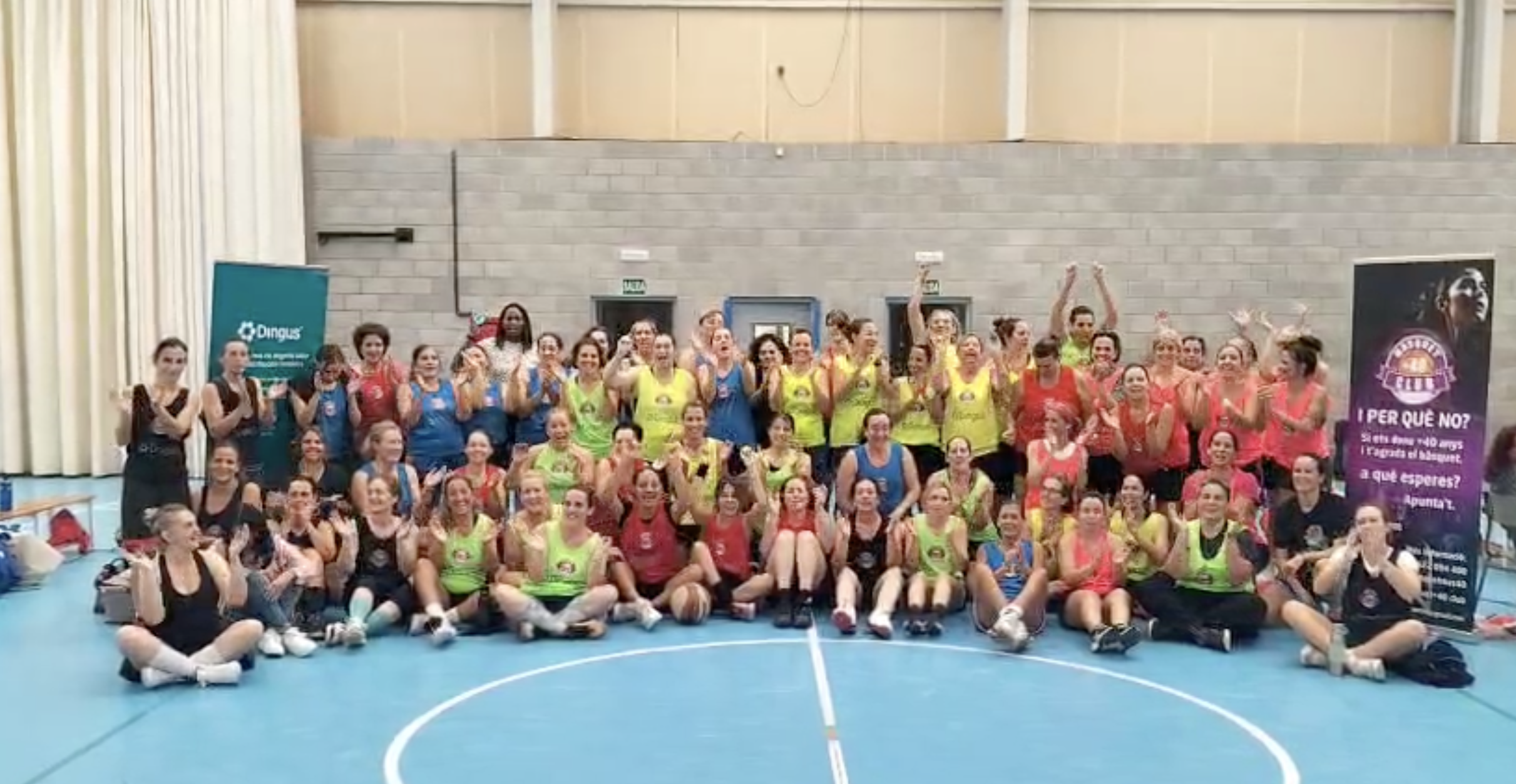 Women basketball players celebrating on court